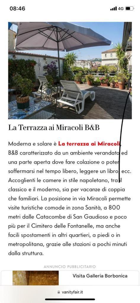 La Terrazza Ai Miracoli Bed & Breakfast Naples Exterior photo